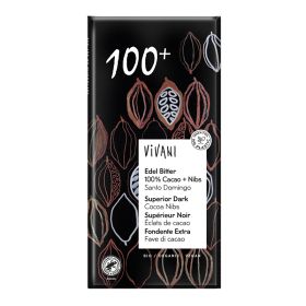 100% Dark Chocolate with Cocoa Nibs - Organic 10x80g
