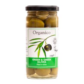 Green And Greek Olives Pitted In Brine - Organic 6x230g