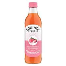 White Peach & Strawberry Kombucha (Bottle) - Organic 12x275m