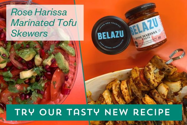 Rose Harissa Marinated Tofu Skewers