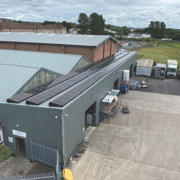 The solar panels on the greencity roof